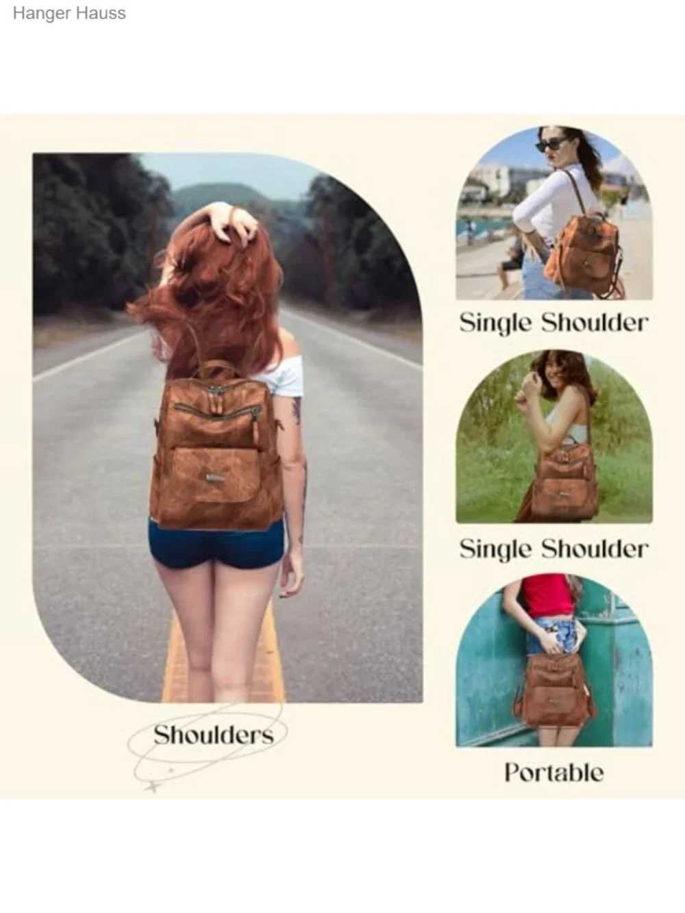 Women's Small Leather Backpack Purse Anti-Theft Convertible Shoulder Handbag